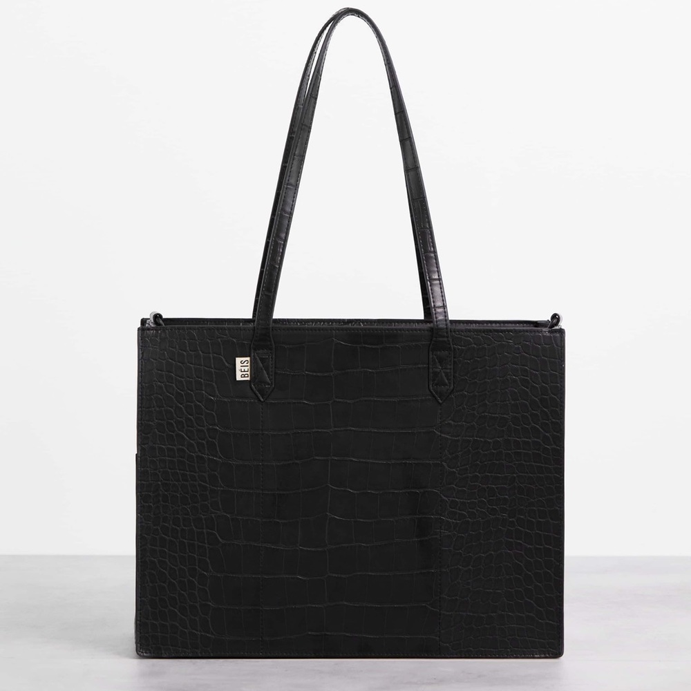 Beis Black Croc Work Tote (formerly mini work tote)